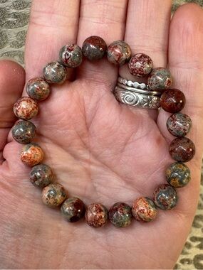 Red Leopard Skin Jasper Crystal Gemstone Stretch Bracelet Grounding Stability